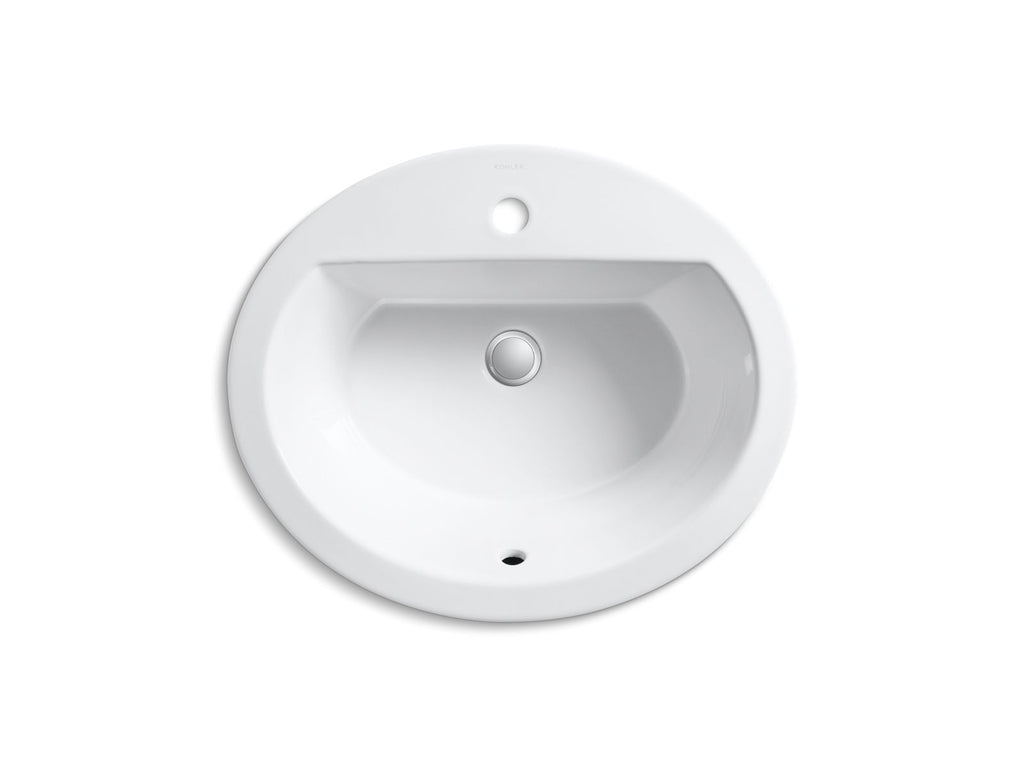 KOHLER K-2699-1-0 Bryant 20-1/4" Oval Drop-In Bathroom Sink - White