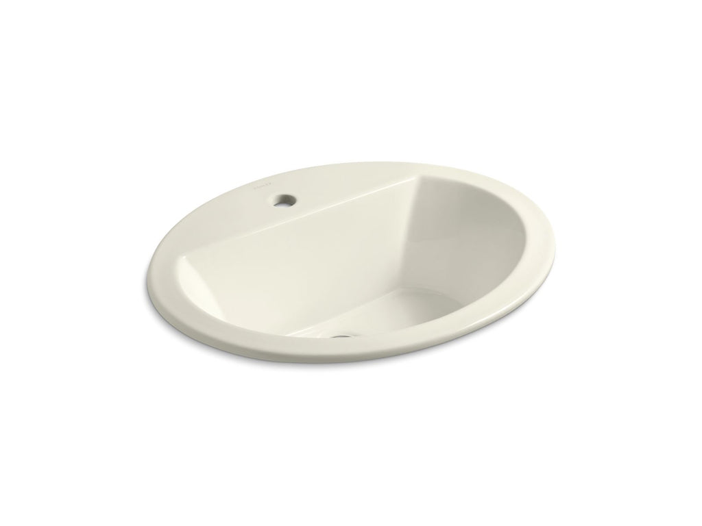 KOHLER K-2699-1-96 Bryant 20-1/4" Oval Drop-In Bathroom Sink - Biscuit