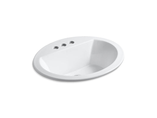 KOHLER K-2699-4-0 Bryant 20-1/4" Oval Drop-In Bathroom Sink In White