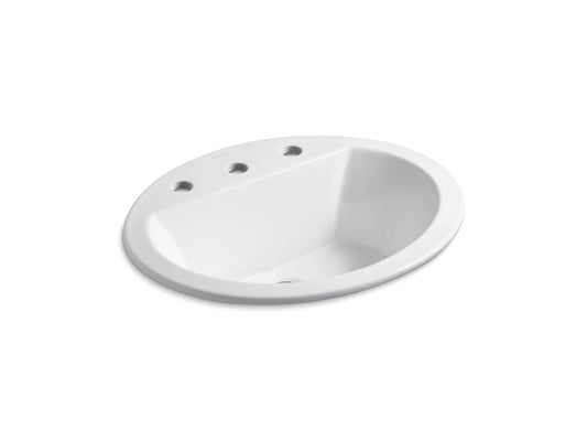 KOHLER K-2699-8-0 Bryant 20-1/4" Oval Drop-In Bathroom Sink In White