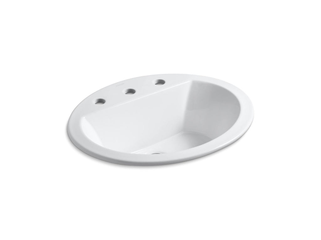 KOHLER K-2699-8-96 Bryant 20-1/4" Oval Drop-In Bathroom Sink - Biscuit