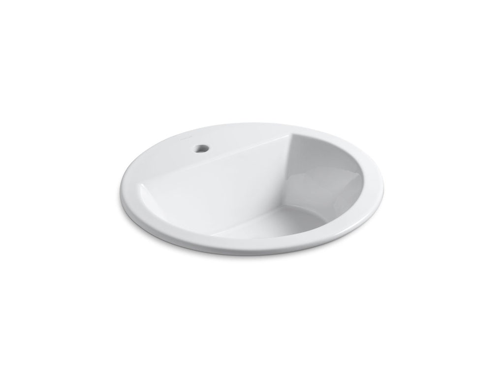 KOHLER K-2714-1-0 Bryant 19" Round Drop-In Bathroom Sink - White
