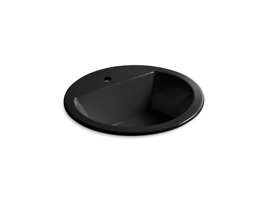 KOHLER K-2714-1-7 Bryant 19" Round Drop-In Bathroom Sink In Black Black