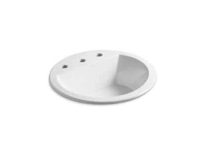 KOHLER K-2714-8-0 Bryant 19" round drop-in bathroom sink - White