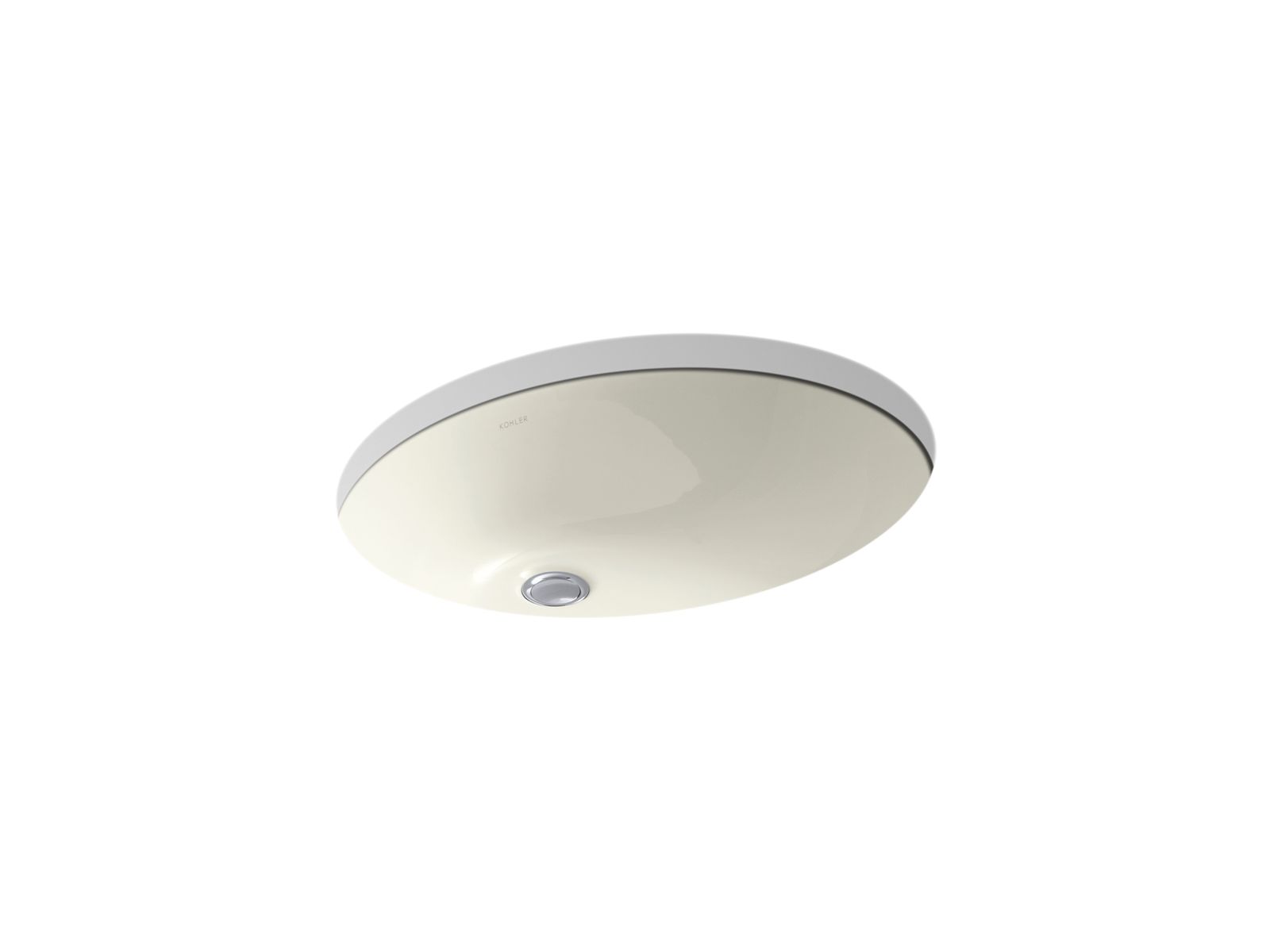KOHLER K-2211-G-96 Caxton 21-1/4" Oval Undermount Bathroom Sink With Glazed Underside, No Overflow - Biscuit