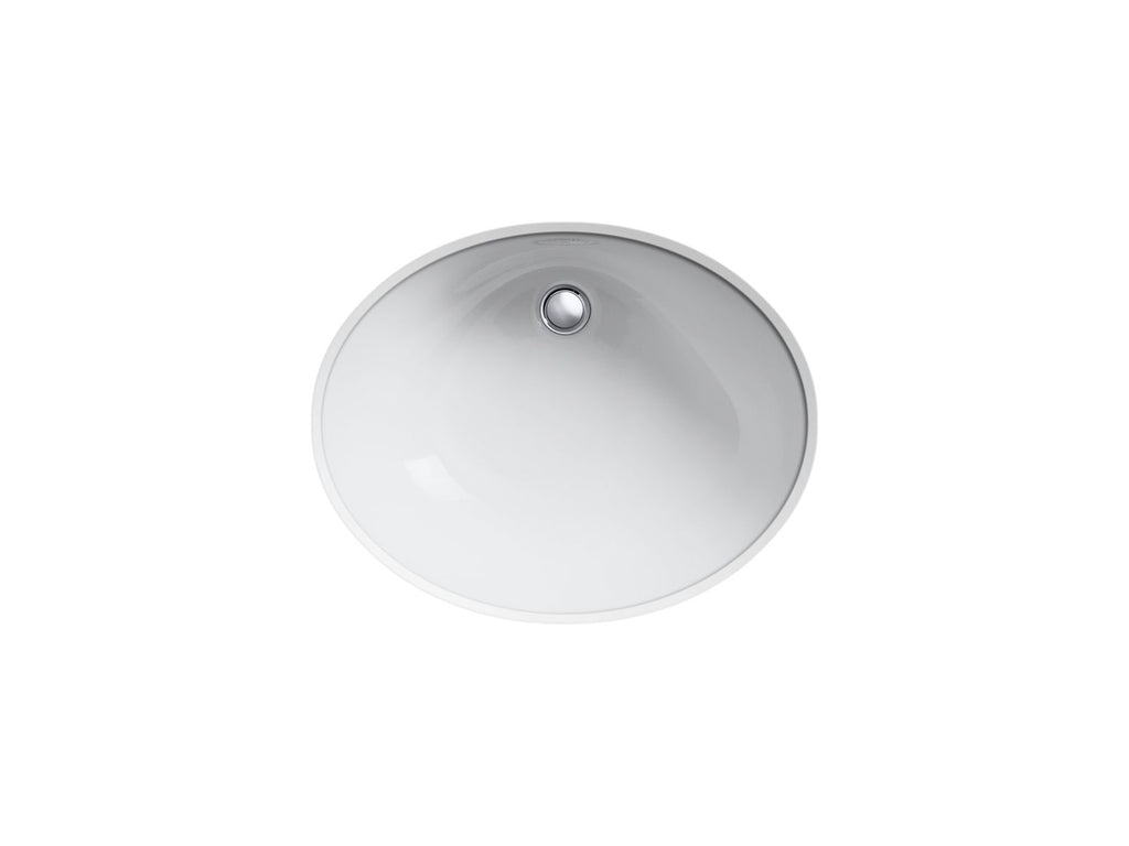 KOHLER K-2211-G-96 Caxton 21-1/4" Oval Undermount Bathroom Sink With Glazed Underside, No Overflow - Biscuit