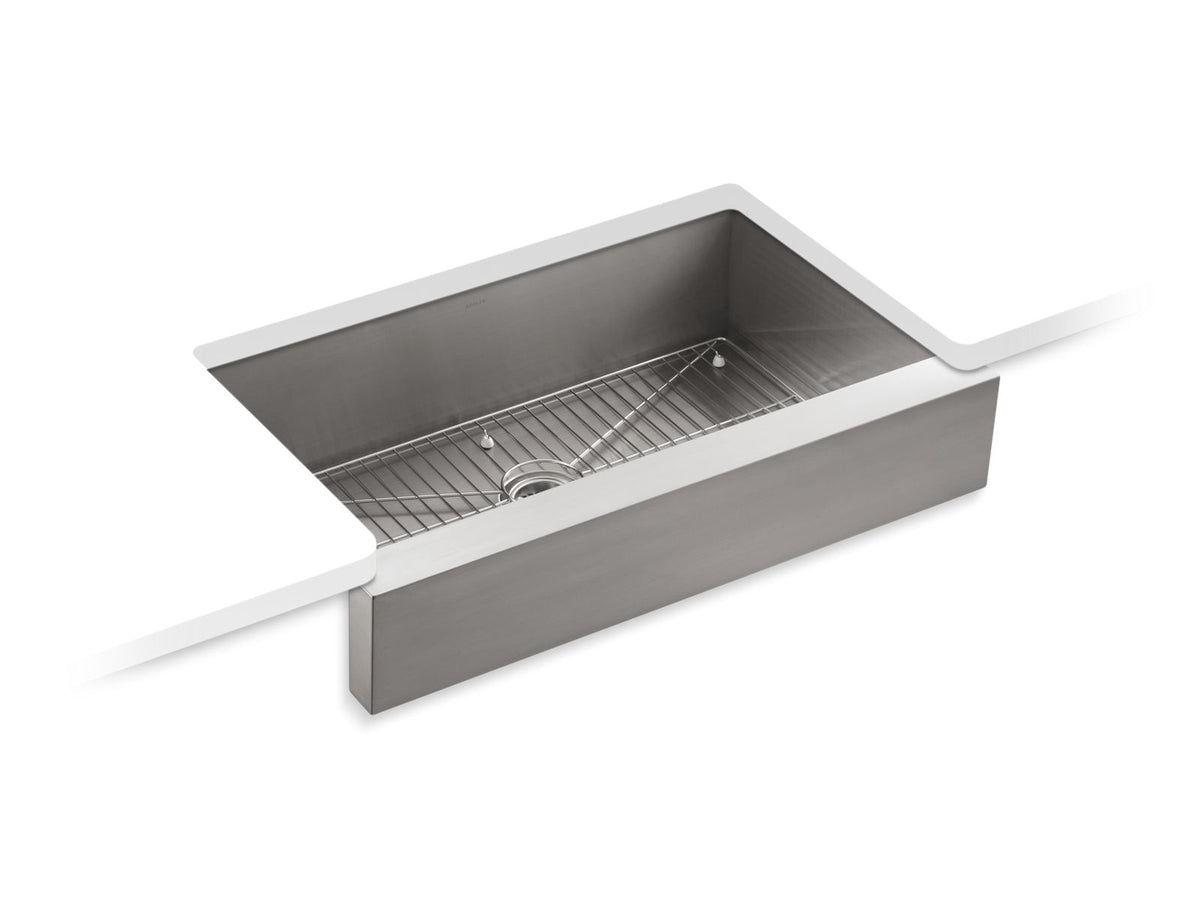 KOHLER K-3943-NA Vault 35-1/2" Undermount Single-Bowl Farmhouse Kitchen Sink - Stainless Steel