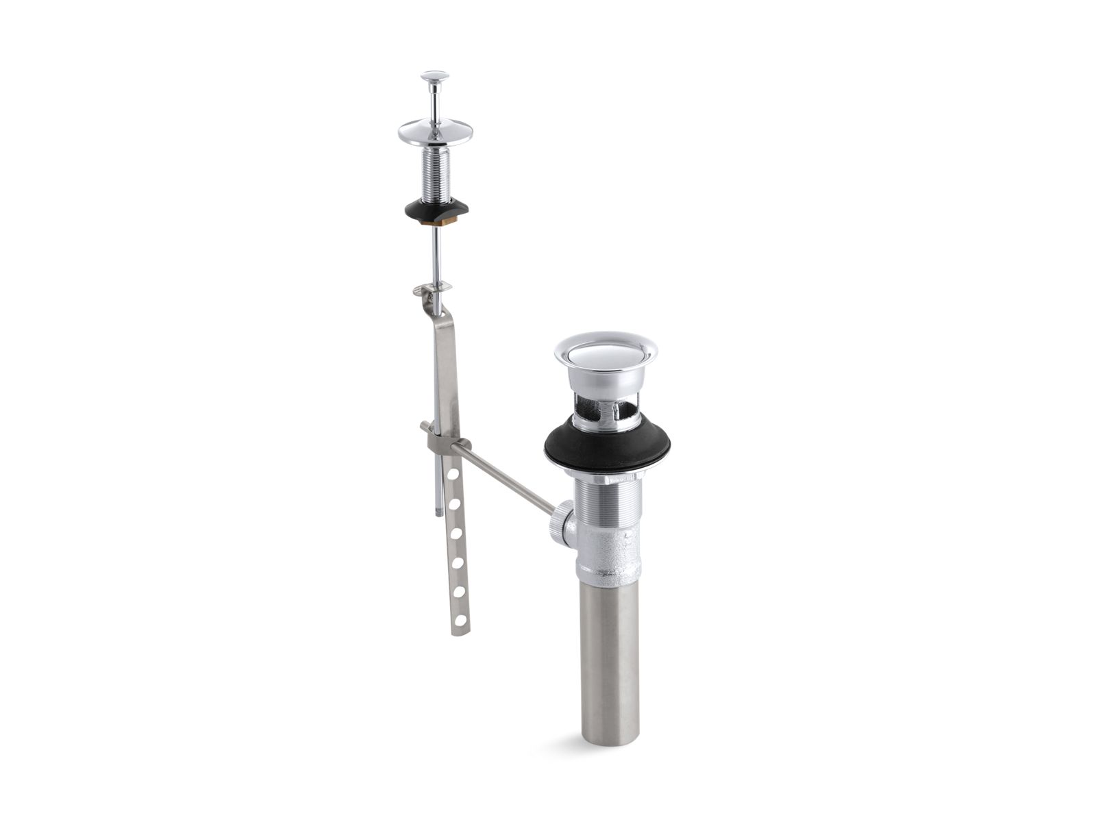 KOHLER K-7126-CP Standard pop-up drain, non-exposed, with lift rod - Polished Chrome