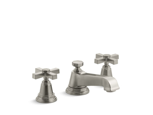 KOHLER K-13132-3A-BN Pinstripe Pure Widespread Bathroom Sink Faucet With Cross Handles, 1.2 Gpm In Vibrant Brushed Nickel