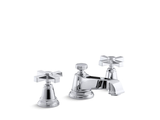 KOHLER K-13132-3A-CP Pinstripe Pure Widespread Bathroom Sink Faucet With Cross Handles, 1.2 Gpm In Polished Chrome