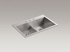 KOHLER K-3838-3-NA Vault Smart Divide 33" Top-/Undermount Double-Bowl Kitchen Sink - Stainless Steel