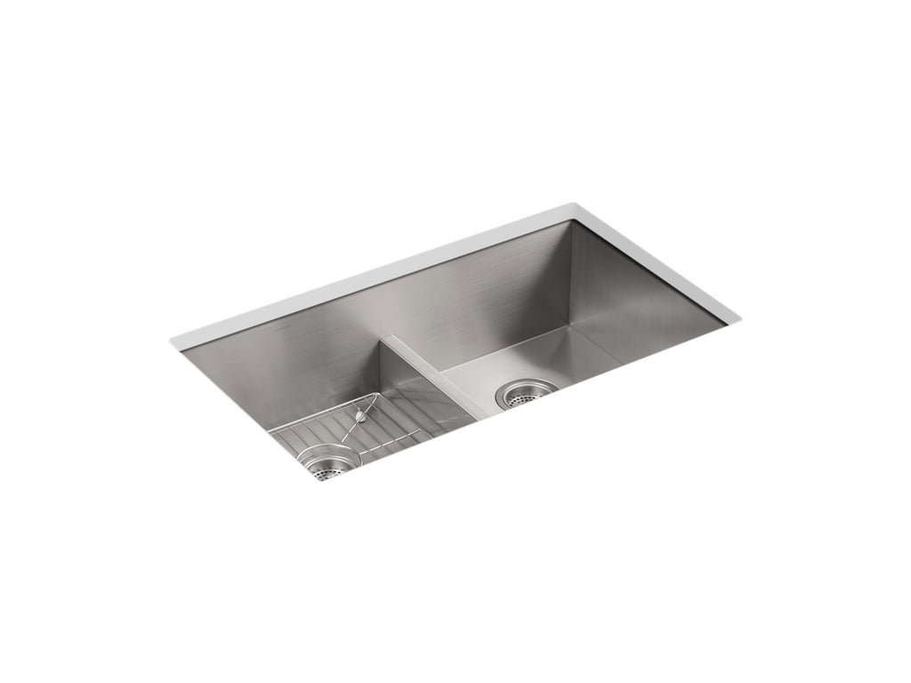 KOHLER K-3838-3-NA Vault Smart Divide 33" Top-/Undermount Double-Bowl Kitchen Sink - Stainless Steel