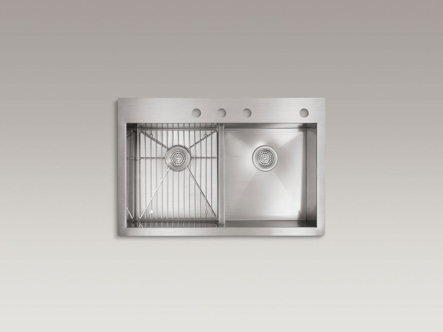 KOHLER K-3838-4-NA Vault Smart Divide 33" top-/undermount double-bowl kitchen sink - Stainless Steel
