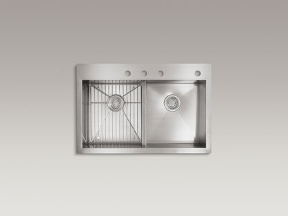KOHLER K-3838-4-NA Vault Smart Divide 33" top-/undermount double-bowl kitchen sink - Stainless Steel