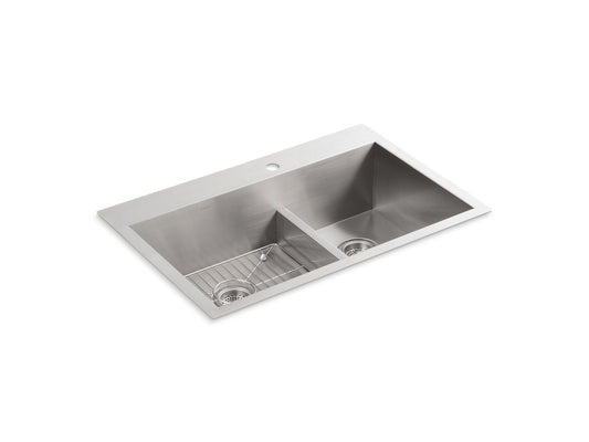 KOHLER K-3839-1-NA Vault Smart Divide 33" Top-/Undermount Double-Bowl Kitchen Sink