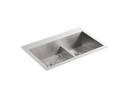 KOHLER K-3839-1-NA Vault Smart Divide 33" top-/undermount double-bowl kitchen sink - Stainless Steel