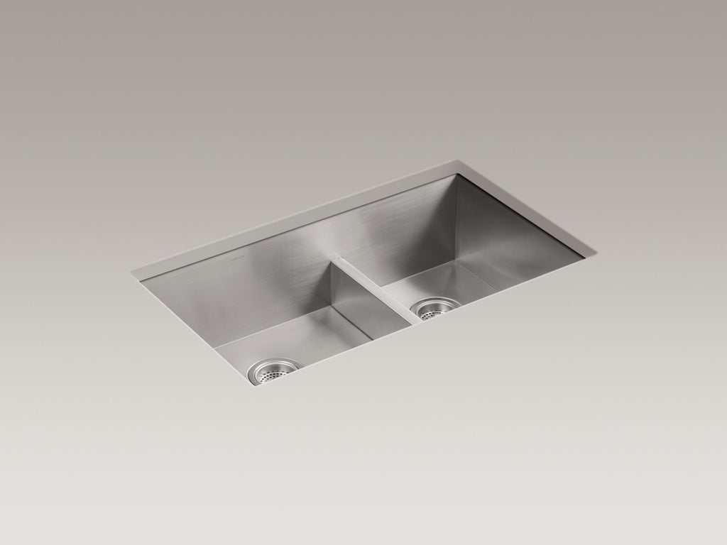 KOHLER K-3839-4-NA Vault Smart Divide 33" Top-/Undermount Double-Bowl Kitchen Sink - Stainless Steel