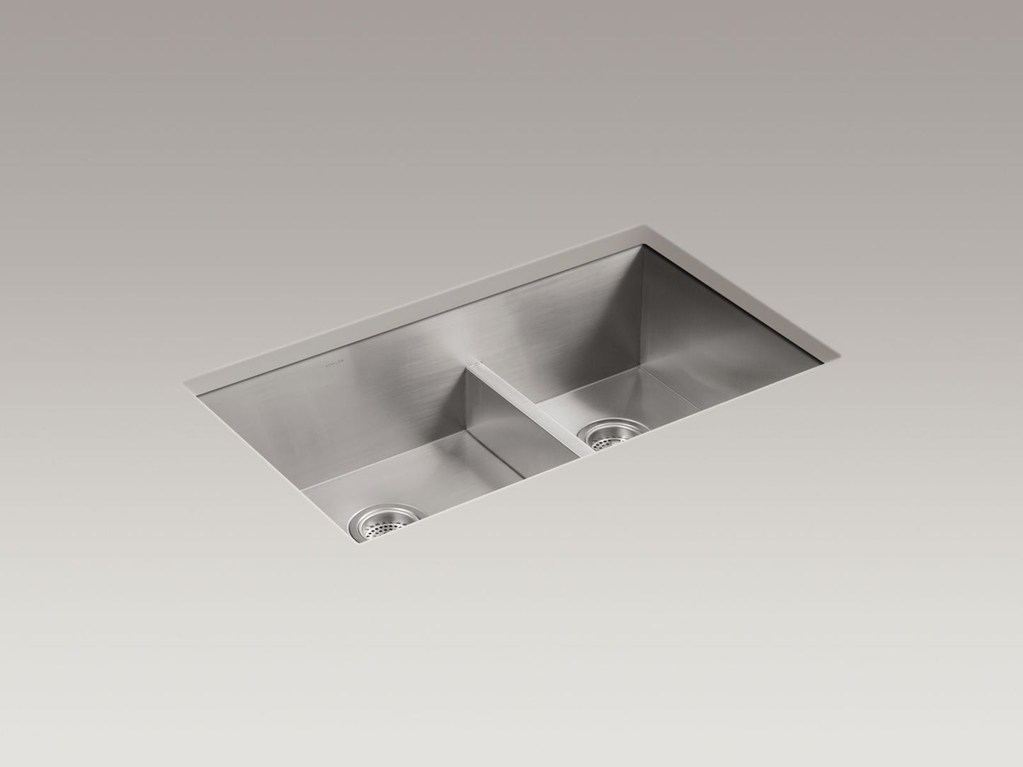 KOHLER K-3839-4-NA Vault Smart Divide 33" top-/undermount double-bowl kitchen sink - Stainless Steel