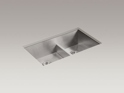 KOHLER K-3839-4-NA Vault Smart Divide 33" top-/undermount double-bowl kitchen sink - Stainless Steel