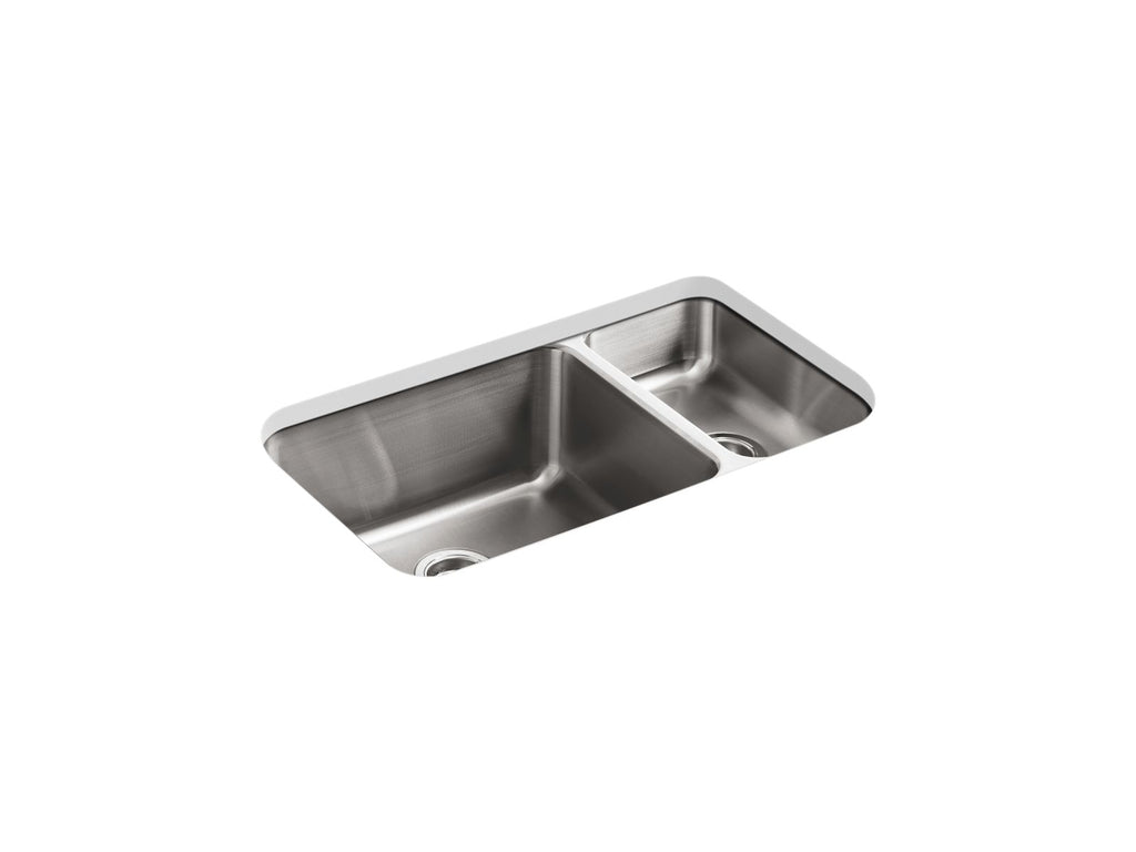 KOHLER K-3174-NA Undertone 31-1/2" Undermount Double-Bowl Kitchen Sink - Stainless Steel