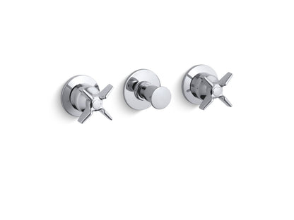 KOHLER K-T7751-3-CP Triton Wall-mount valve trim with push button diverter and cross handles, requires valve - Polished Chrome