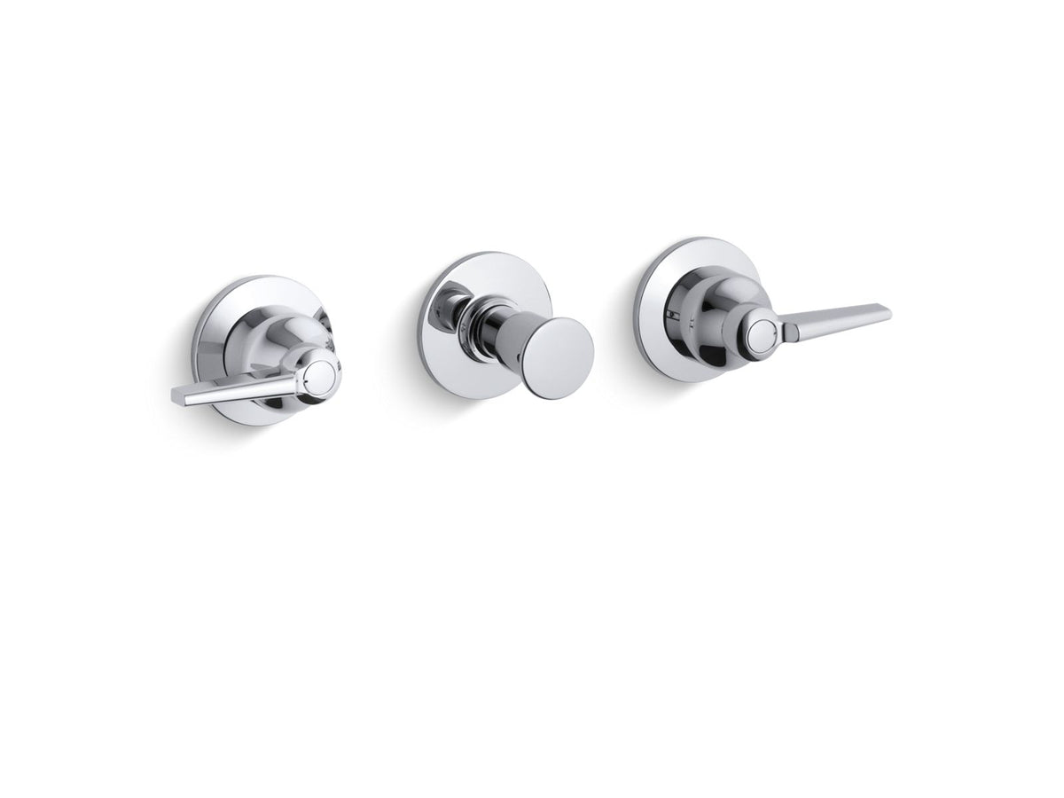 KOHLER K-T7751-4-CP Triton Wall-Mount Valve Trim With Push Button Diverter And Lever Handles, Requires Valve - Polished Chrome