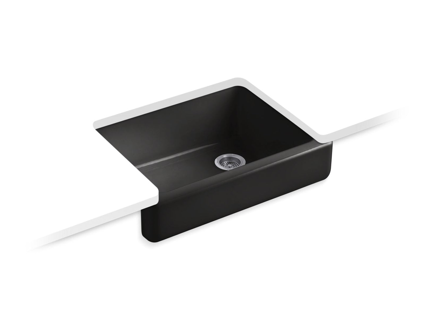 KOHLER K-6486-7 Whitehaven 29-1/2" Undermount Single-Bowl Farmhouse Kitchen Sink In Black Black