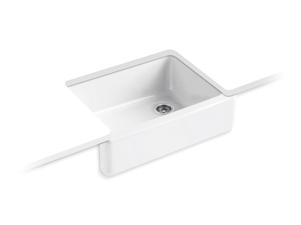 KOHLER K-6487-7 Whitehaven 29-3/4" Undermount Single-Bowl Farmhouse Kitchen Sink - Black Black