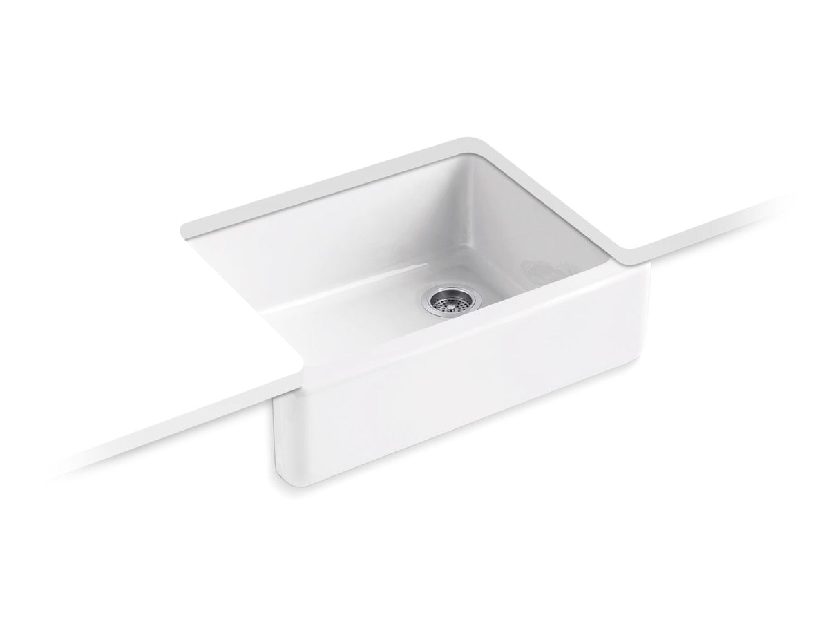 KOHLER K-6487-7 Whitehaven 29-3/4" Undermount Single-Bowl Farmhouse Kitchen Sink - Black Black