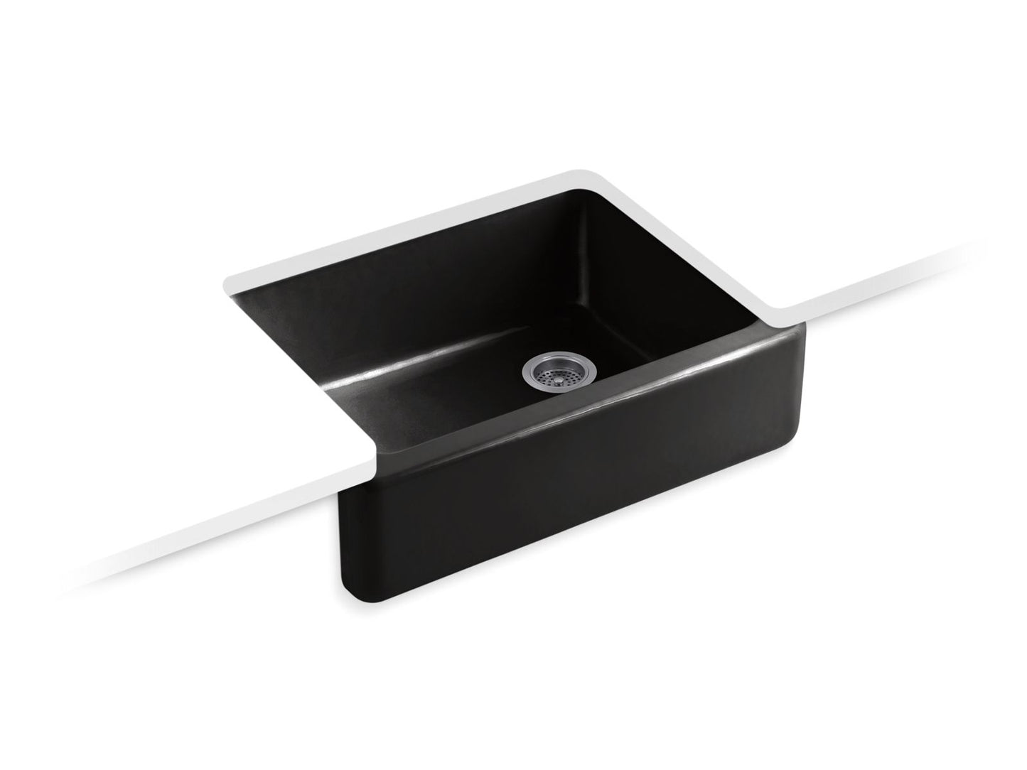 KOHLER K-6487-7 Whitehaven 29-3/4" Undermount Single-Bowl Farmhouse Kitchen Sink In Black Black