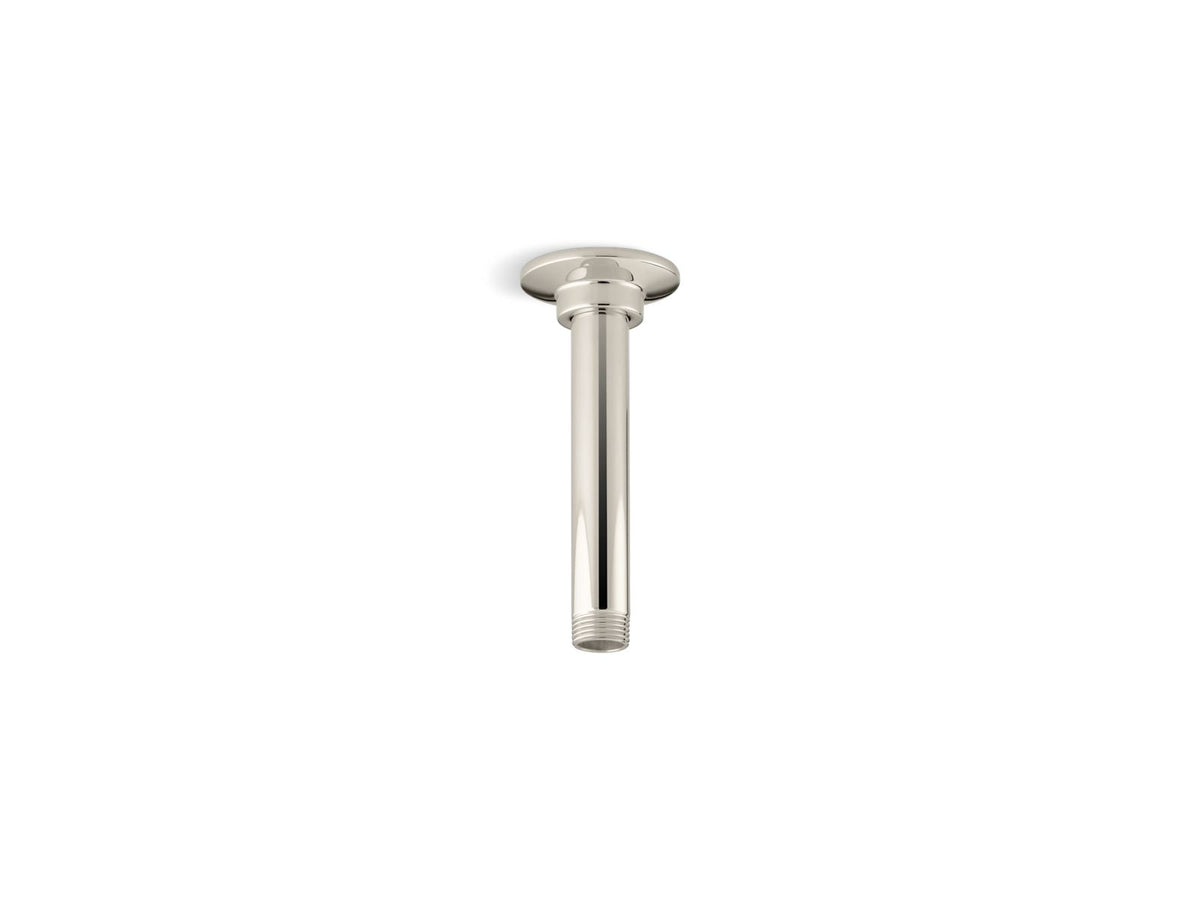 KOHLER K-7394-SN 6" Ceiling-Mount Single-Function Rainhead Arm And Flange - Vibrant Polished Nickel