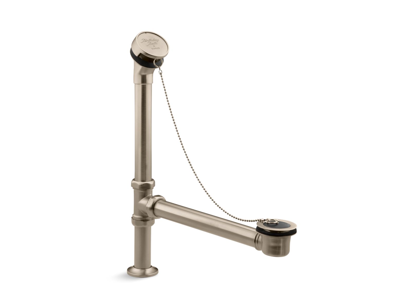 KOHLER K-106-BV Antique Bath Drain, Chain And Rubber Stopper - Vibrant Brushed Bronze