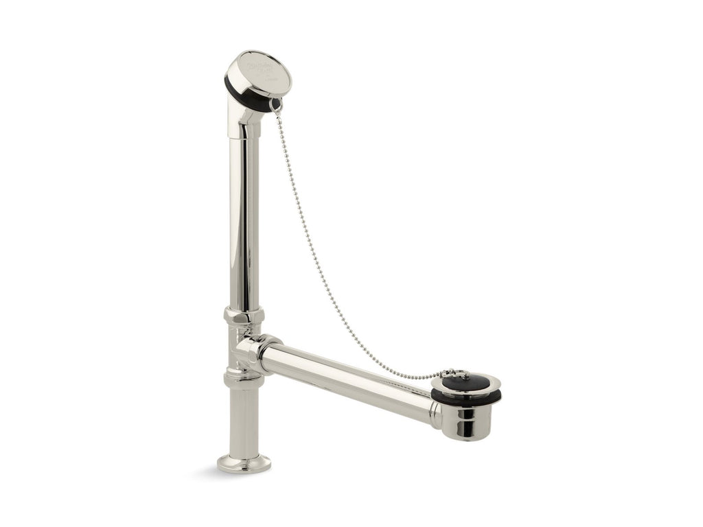 KOHLER K-106-SN Antique Bath Drain, Chain And Rubber Stopper - Vibrant Polished Nickel