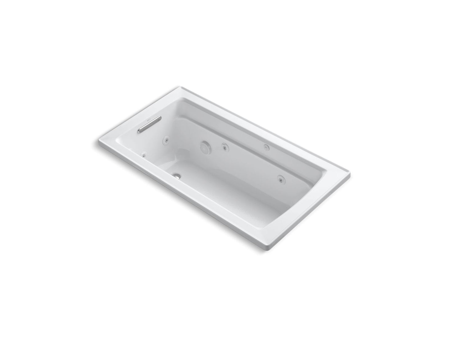 KOHLER K-1122-W1-0 Archer 60" X 32" Drop-In Whirlpool Bath With And Bask Heated Surface In White