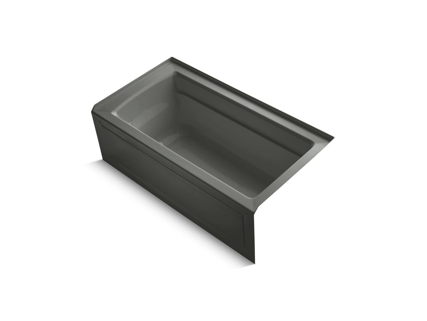 KOHLER K-1122-GHRA-58 Archer 60" X 32" Alcove Heated Bubblemassage Air Bath, Right Drain In Thunder Grey