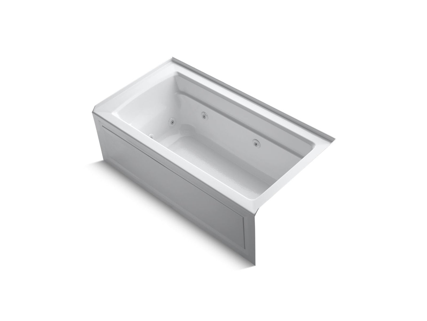 KOHLER K-1122-HR-0 Archer 60" X 32" Alcove Heated Whirlpool Bath, Right Drain In White