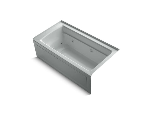 KOHLER K-1122-HR-95 Archer 60" X 32" Alcove Heated Whirlpool Bath, Right Drain In Ice Grey