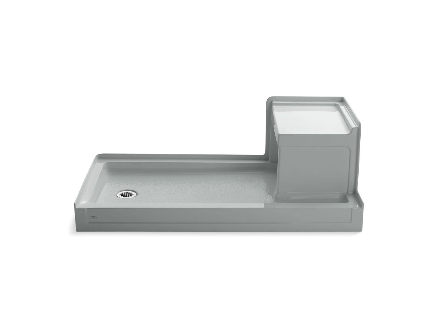 KOHLER K-1977-95 Tresham 60" X 32" Alcove Shower Base, Left Drain In Ice Grey