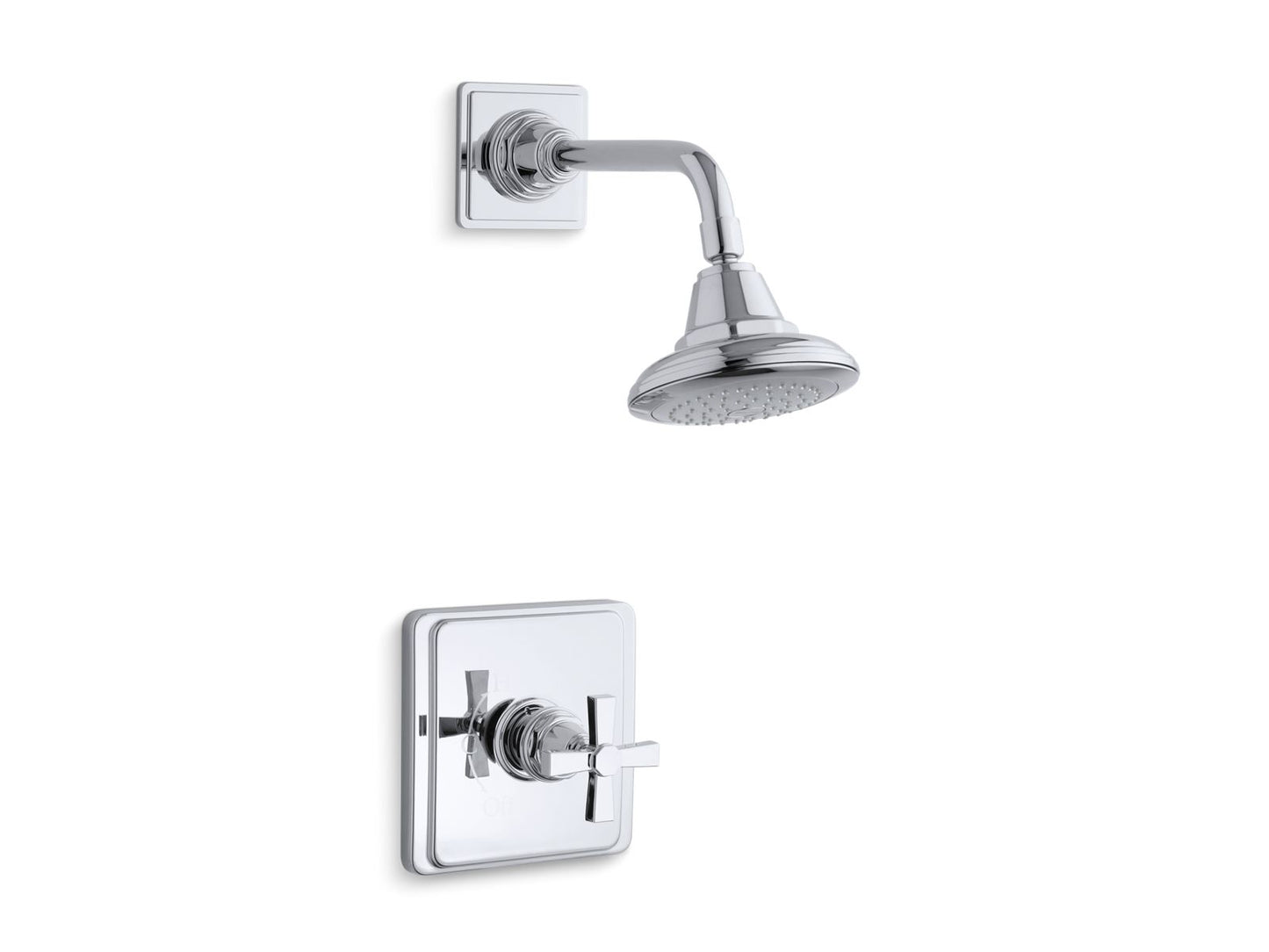 KOHLER K-TS13134-3A-CP Pinstripe Pure Rite-Temp Shower Trim Kit With Cross Handle, 2.5 Gpm In Polished Chrome