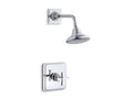 KOHLER K-TS13134-3A-CP Pinstripe Pure Rite-Temp Shower Trim Kit With Cross Handle, 2.5 Gpm - Polished Chrome