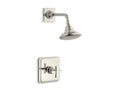 KOHLER K-TS13134-3A-SN Pinstripe Pure Rite-Temp Shower Trim Kit With Cross Handle, 2.5 Gpm - Vibrant Polished Nickel
