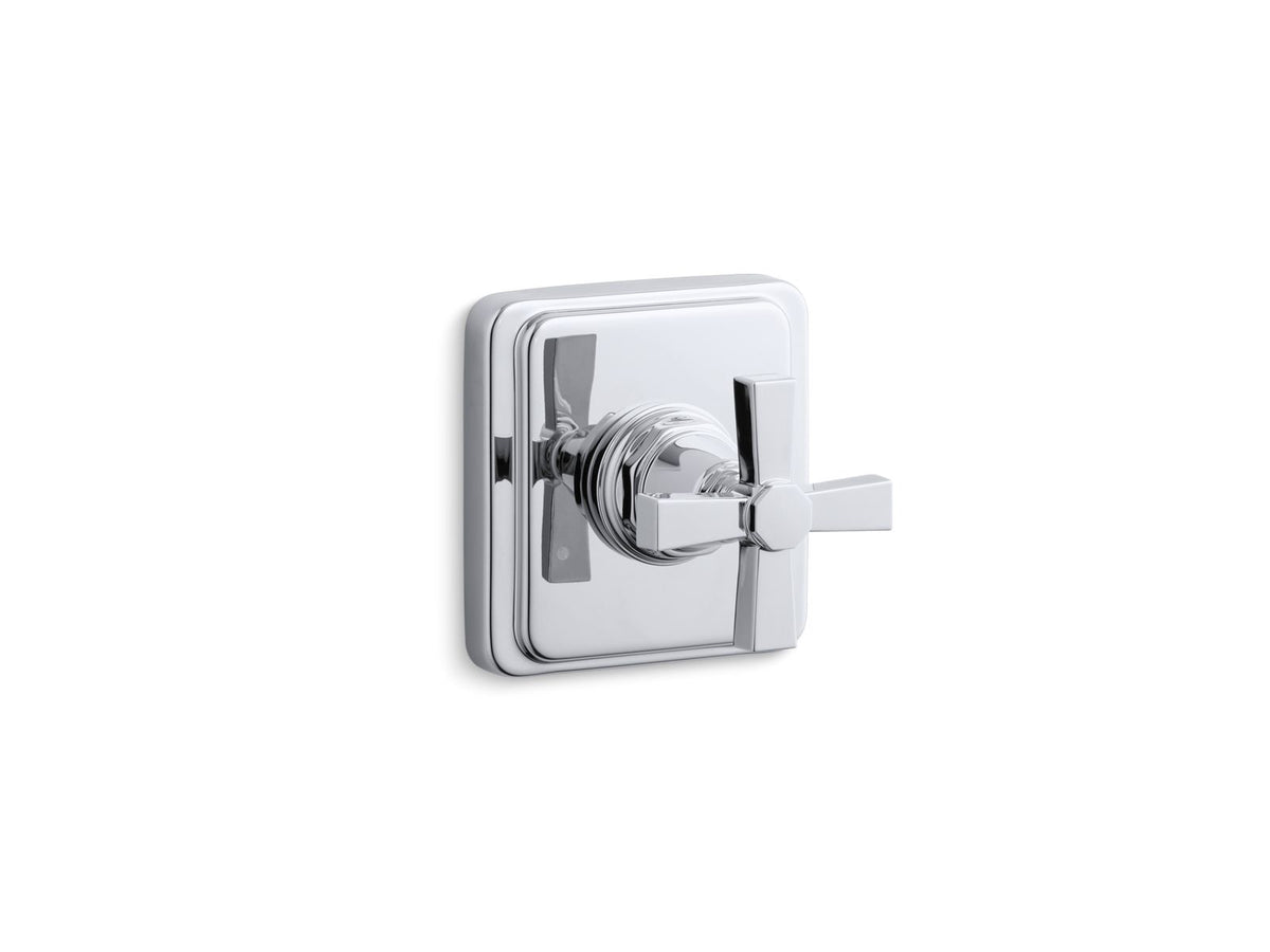 KOHLER K-T13175-3A-SN Pinstripe Pure Mastershower Transfer Valve Trim Cross Handle - Vibrant Polished Nickel