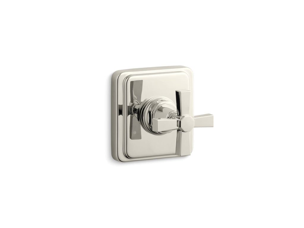 KOHLER K-T13175-3A-SN Pinstripe Pure Mastershower Transfer Valve Trim Cross Handle - Vibrant Polished Nickel