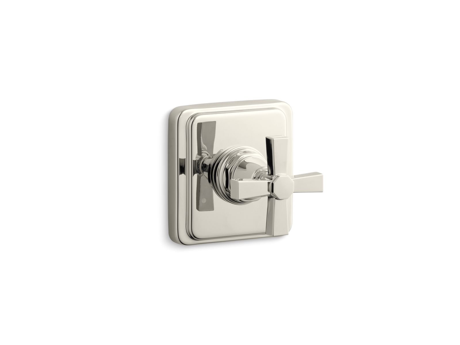 KOHLER K-T13175-3A-SN Pinstripe Pure Mastershower Transfer Valve Trim Cross Handle - Vibrant Polished Nickel