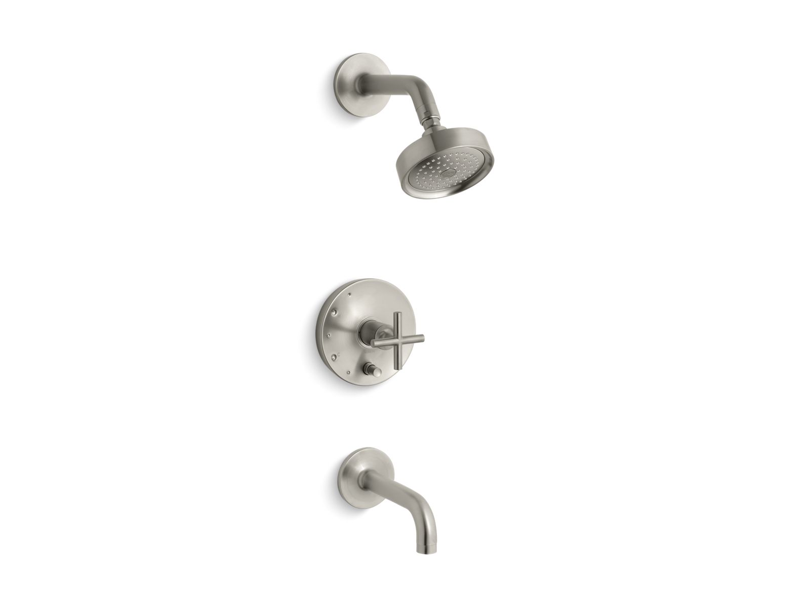 KOHLER K-T14421-3-BN Purist Rite-Temp Bath And Shower Trim Kit With Push-Button Diverter And Cross Handle, 2.5 Gpm - Vibrant Brushed Nickel