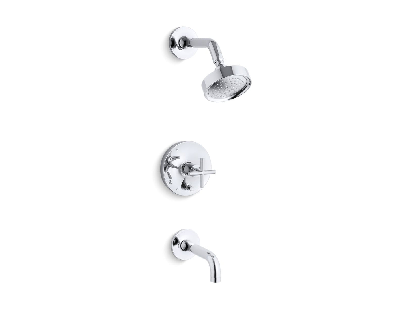 KOHLER K-T14421-3-CP Purist Rite-Temp Bath And Shower Trim Kit With Push-Button Diverter And Cross Handle, 2.5 Gpm In Polished Chrome