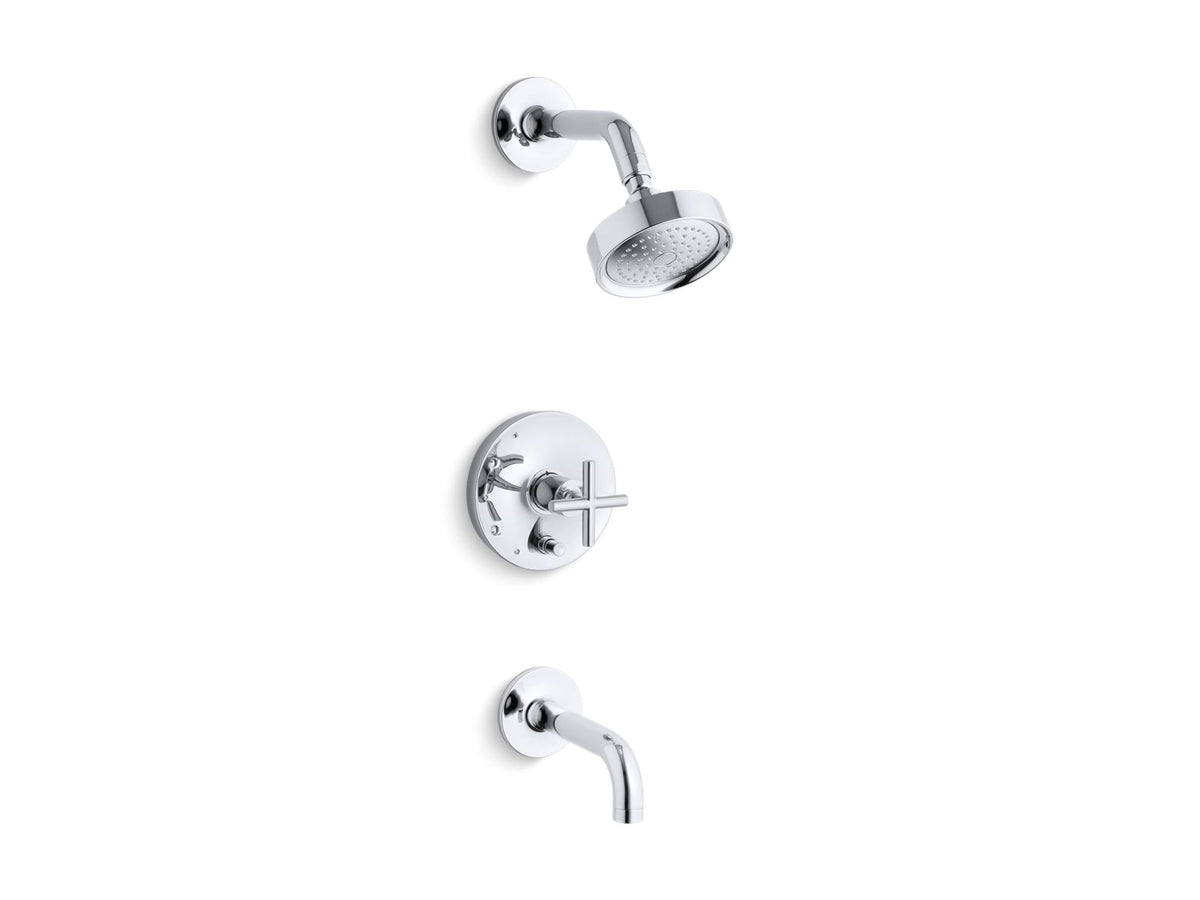 KOHLER K-T14421-3-2MB Purist Rite-Temp Bath And Shower Trim Kit With Push-Button Diverter And Cross Handle, 2.5 Gpm - Vibrant Brushed Moderne Brass