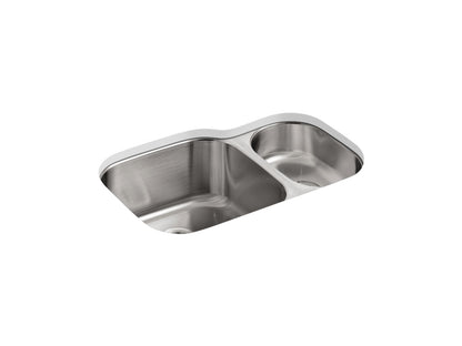 KOHLER K-3355-NA Undertone 30-3/4" undermount double-bowl kitchen sink - Stainless Steel