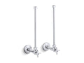 KOHLER K-7606-P-CP Pair 1/2" Npt Angle Supplies With Stop, Cross Handle And Annealed Vertical Tube - Polished Chrome