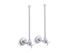 KOHLER K-7606-P-2MB Pair 1/2" Npt Angle Supplies With Stop, Cross Handle And Annealed Vertical Tube - Vibrant Brushed Moderne Brass